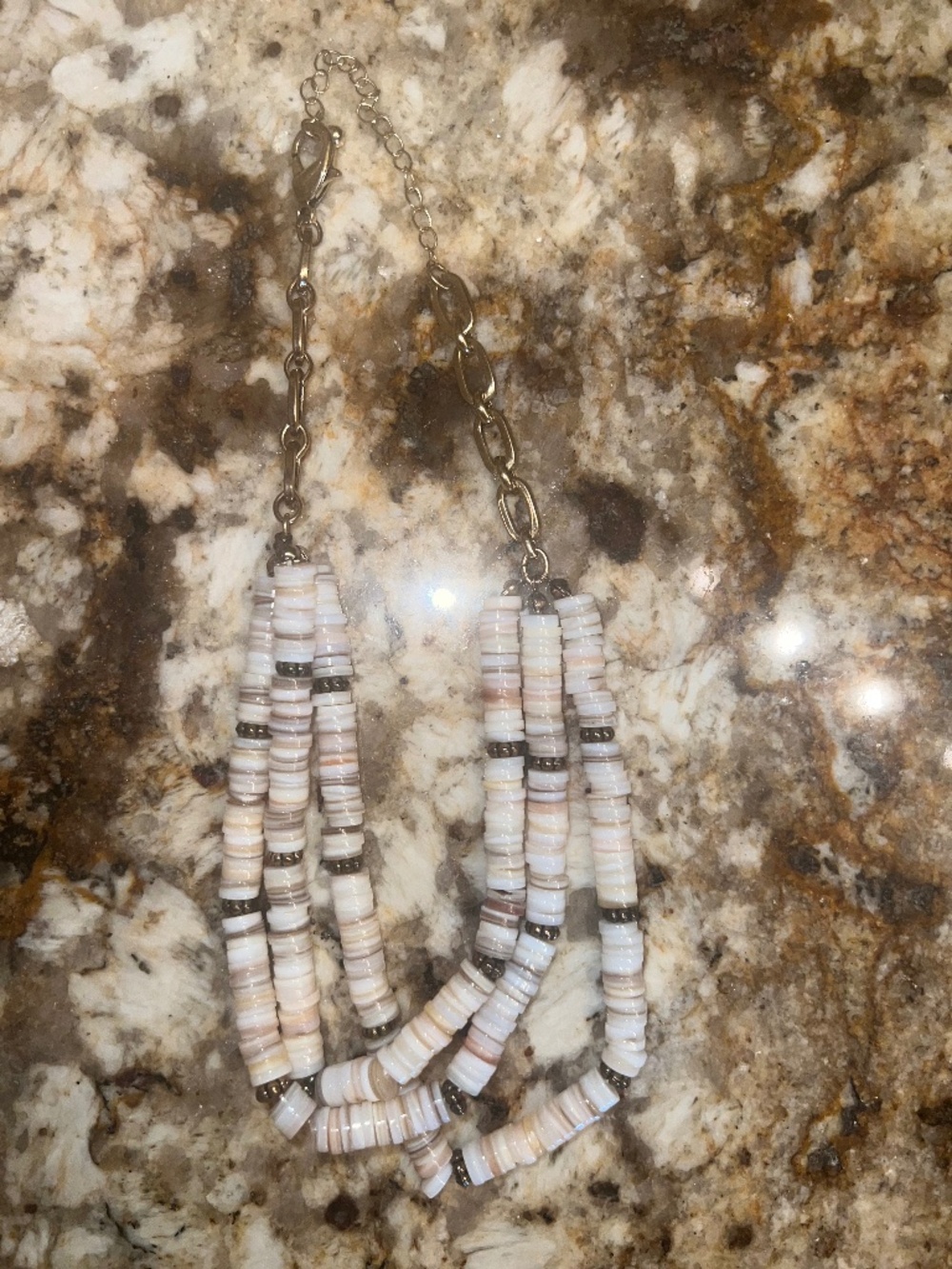 Anthropologie Layered Neutral Bead Statement Necklace